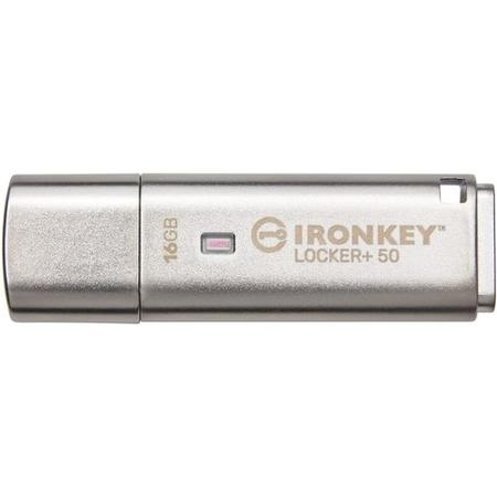 Kingston IronKey Locker+ 50 16GB Encrypted USB 3.2 Flash Drive