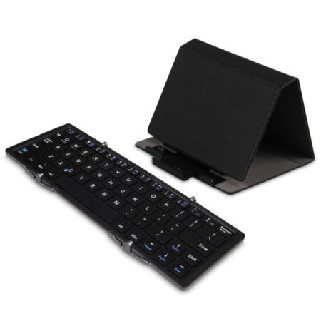 Triple Folding Mini Bluetooth Keyboard for Tablets and Phones With Free Case