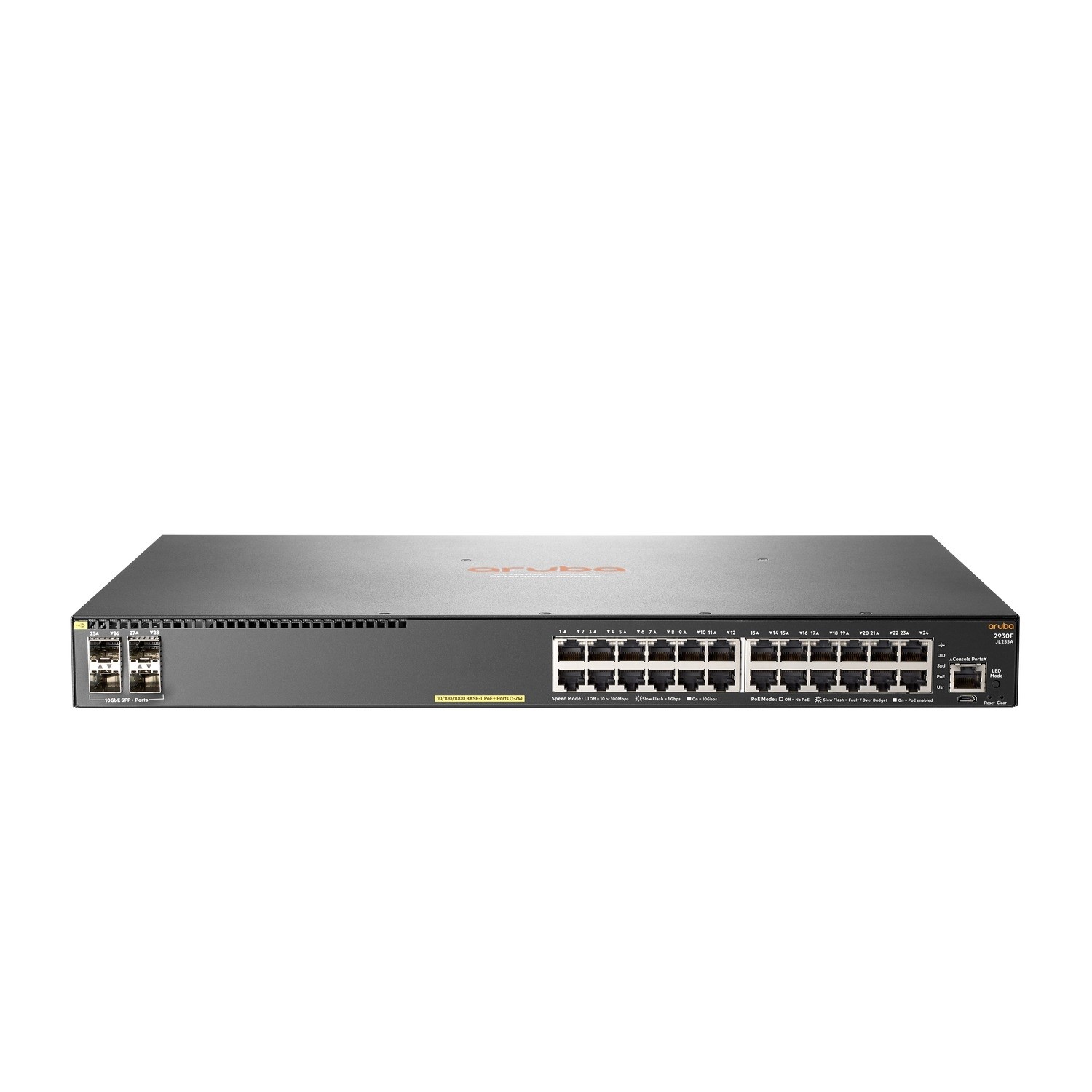 Hewlett Packard Black Hpe Aruba Networking 2930F 24G 24-Port Poe+ Rack-Mountable Managed Switch