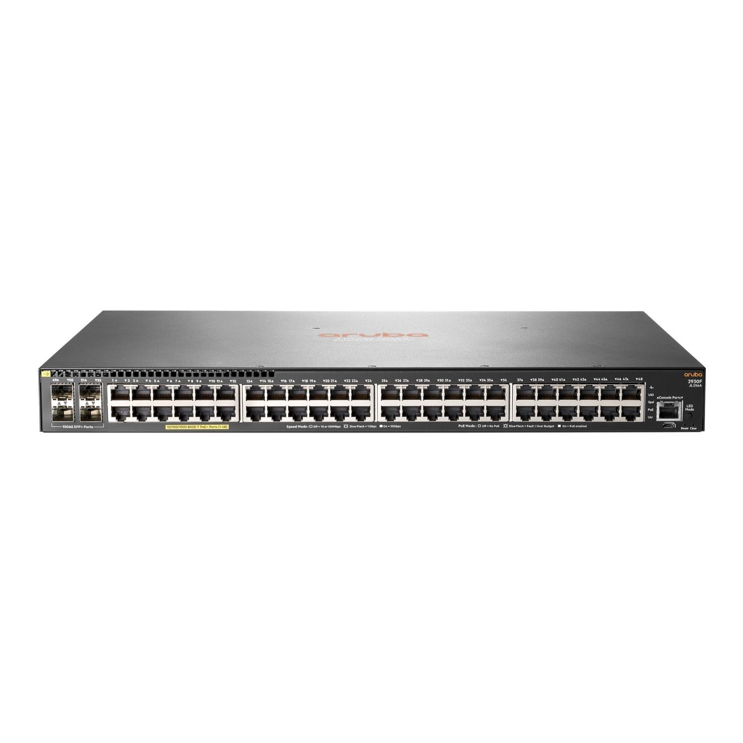 Hewlett Packard Black Hpe Aruba Networking 2930F 48G 48-Port Poe+ Rack-Mountable Managed Switch