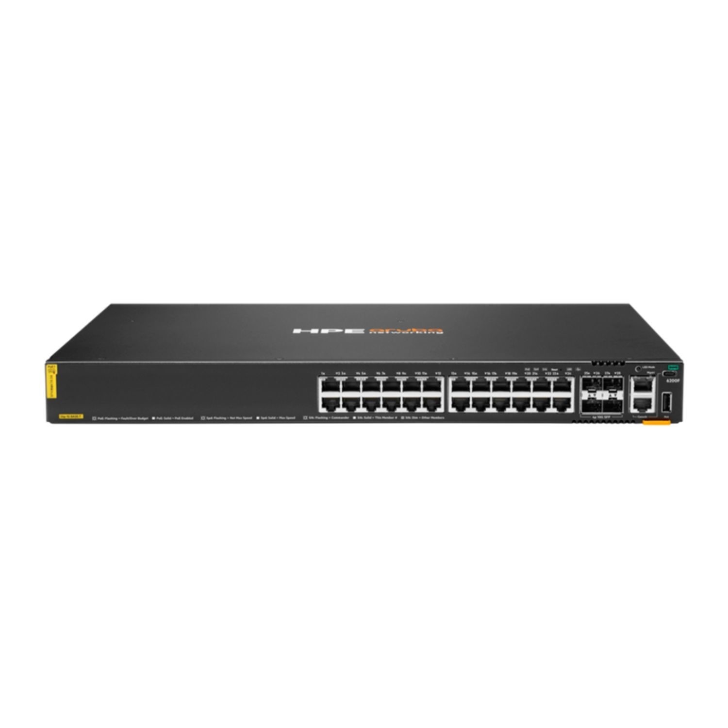Hewlett Packard Grey Hpe Aruba Networking C-Port 6200F 24-Port Class4 Poe 4-Port 1/10Gigabit Sfp+ Poe+ Rack-Mountable Managed Switch