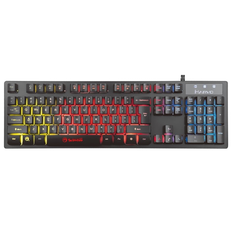Marvo Scorpion KM409 7 Colour Rainbow LED Wired Gaming Keyboard & Mouse Set