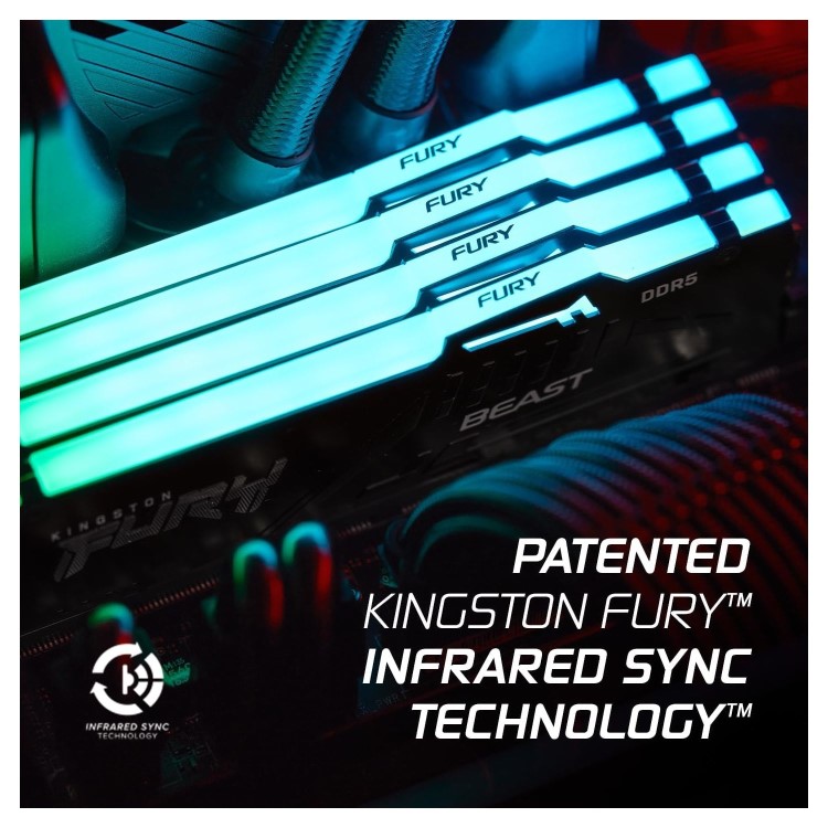 Kingston FURY Beast RGB 32GB (2x16GB) DIMM 6000MT/s DDR5 Desktop Memory