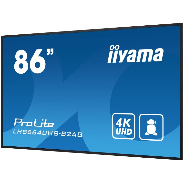 Iiyama 86" 4K UHD professional digital signage display with advanced control and connectivity options