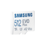 Samsung EVO Plus 512GB MicroSDXC Memory Card + microSD to SD adapter