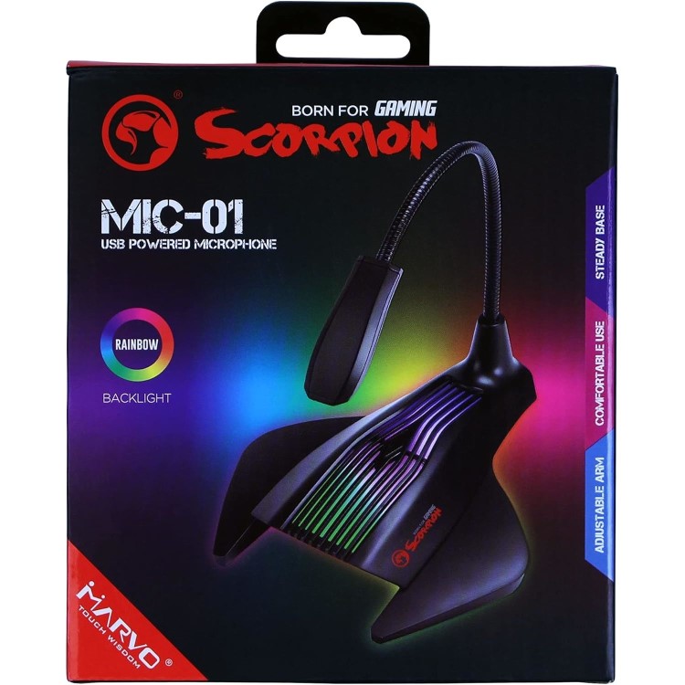 Marvo Scorpion MIC-01 USB RGB LED Black Gaming Microphone