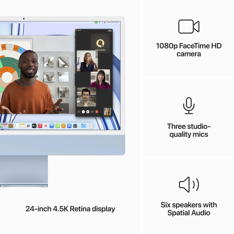 Apple iMac 2023 M3 8GB 256GB SSD 24 Inch 4.5K All-in-One - Blue