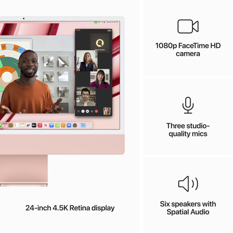 Apple iMac 2023 M3 8-Core CPU 10-Core GPU 8GB RAM 512GB SSD 24 Inch 4.5K All-in-One PC - Pink