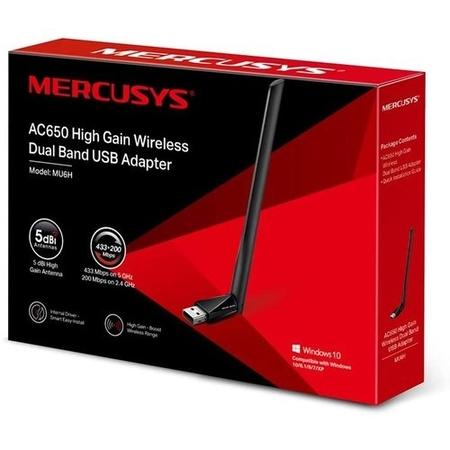 Mercusys MU6H AC650 High Gain Wireless Dual Band USB Adapter