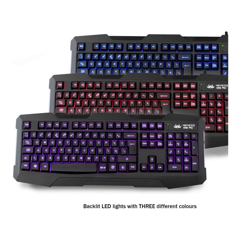 Sumvision - LED Gaming Keyboard Mouse Headset & Mouse Mat - Nemesis Kane Pro Edition 4 in 1 Chaos Pack