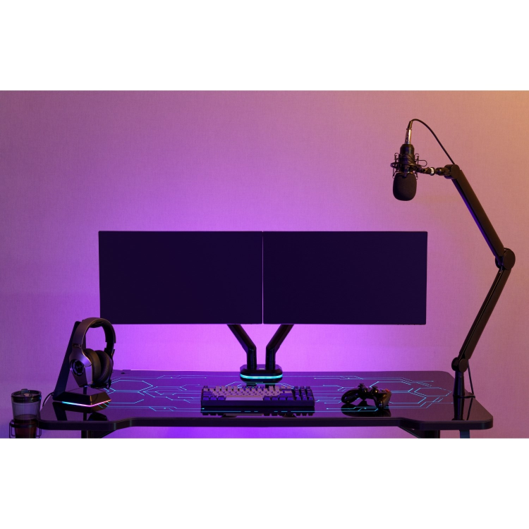 electriQ Gaming Dual Monitor Arm with RGB Lighting