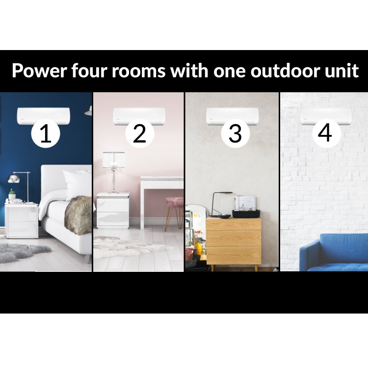 4 Way Multisplit 42000 BTU Inverter Air Conditioner with two 12000 BTU plus two 9000 indoor units to a single outdoor 