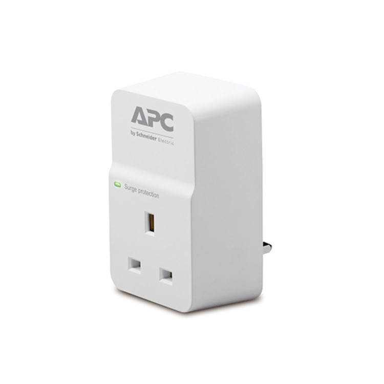 APC SurgeArrest Essential - Surge protector - AC 230 V - output connectors_ 1 - United Kingdom - white