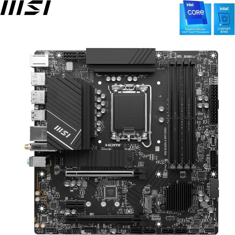 MSI PRO B760M-A Wi-Fi Intel B760 LGA 1700 DDR5 Micro ATX Motherboard