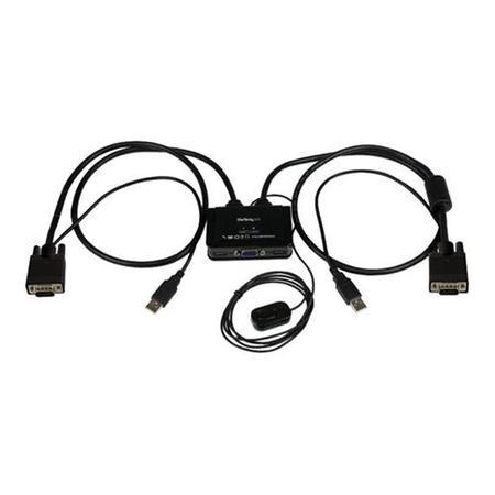 Startech 2 Port USB VGA Cable KVM Switch - USB Powered with Remote Switch - KVM with VGA - Dual Port VGA KVM Switch