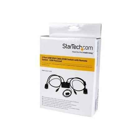 Startech 2 Port USB VGA Cable KVM Switch - USB Powered with Remote Switch - KVM with VGA - Dual Port VGA KVM Switch
