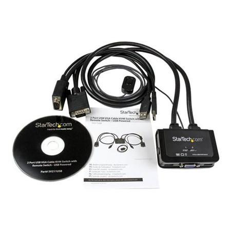 Startech 2 Port USB VGA Cable KVM Switch - USB Powered with Remote Switch - KVM with VGA - Dual Port VGA KVM Switch