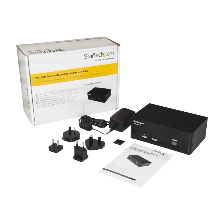 Startech 2-Port DisplayPort Dual-Monitor KVM Switch - 4K 60Hz