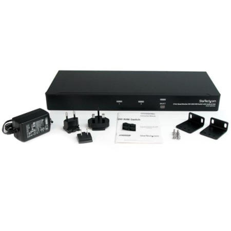 StarTech.com 2 Port Quad Monitor Dual-Link DVI USB KVM Switch with Audio & Hub
