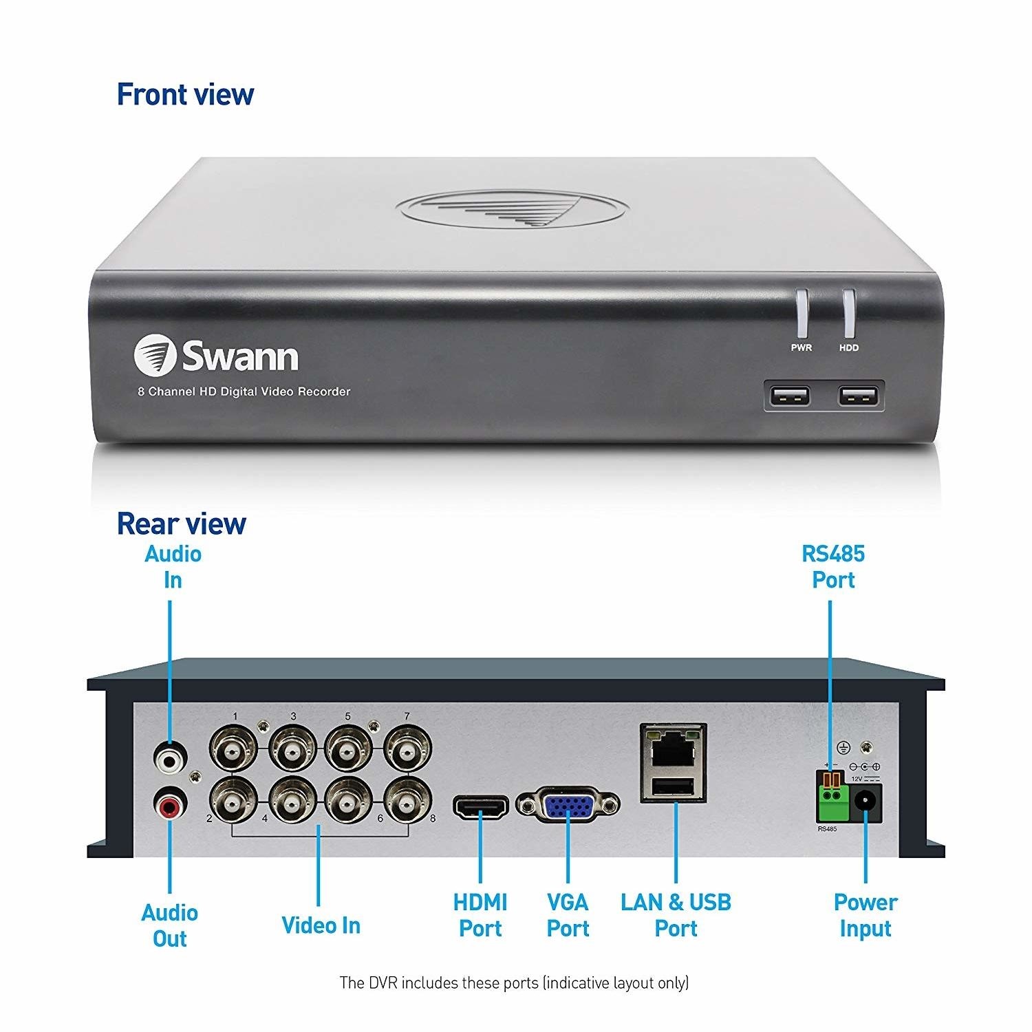 Swann CCTV System 8 Channel 1080p DVR with 4 x 1080p Thermal Sensing Cameras 1TB HDD