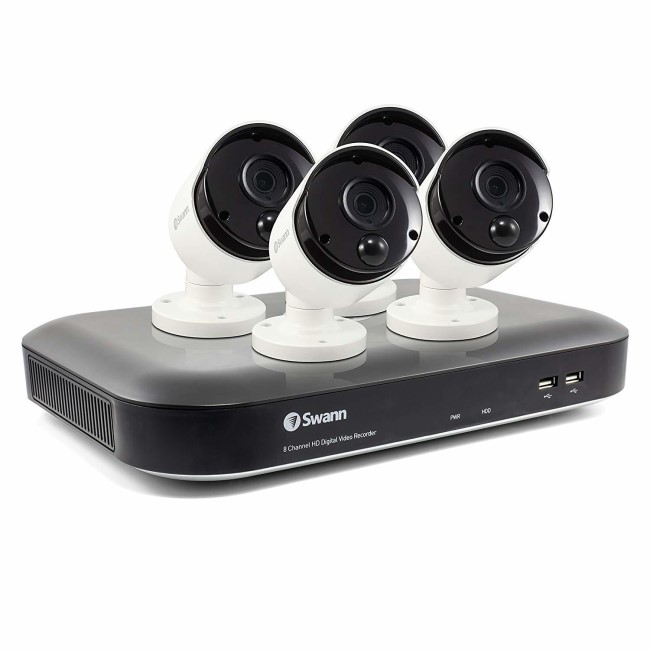 Swann CCTV System - 8 Channel 5MP DVR with 4 x 5MP Super HD Thermal Sensing Cameras & 2TB HDD - works with Google Assistant