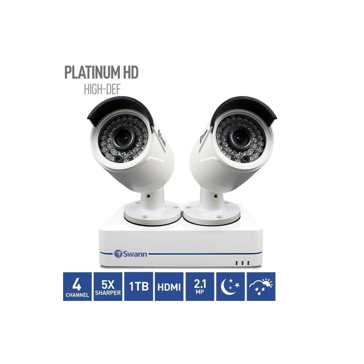 Box Open Swann NVR4-7285 4 Channel 1080p Network Video Recorder with 1TB Hard Drive & 2 x NHD-810 1080p Cameras