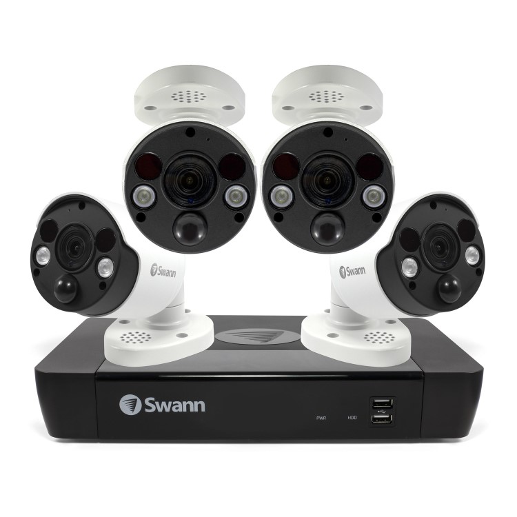Swann CCTV System - 8 Channel 4K Ultra HD NVR with 4 x 4K Thermal Sensing Spotlight Cameras & 2TB HDD