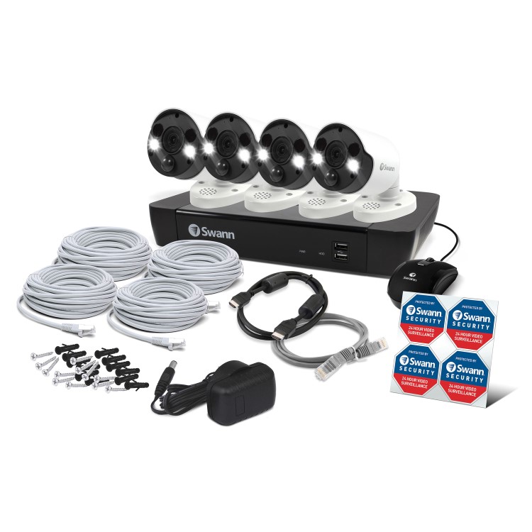 Swann CCTV System - 8 Channel 4K Ultra HD NVR with 4 x 4K Thermal Sensing Spotlight Cameras & 2TB HDD