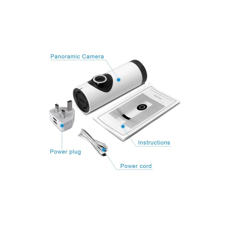 electriQ 180 degree HD 720p Indoor Wifi Camera with Two-Way Audio & Night Vision