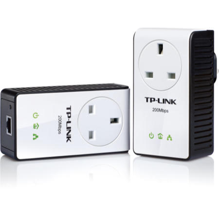 TP-Link AV200 Multi-Streaming Powerline Starter Kit with AC Pass Through - Twin Pack