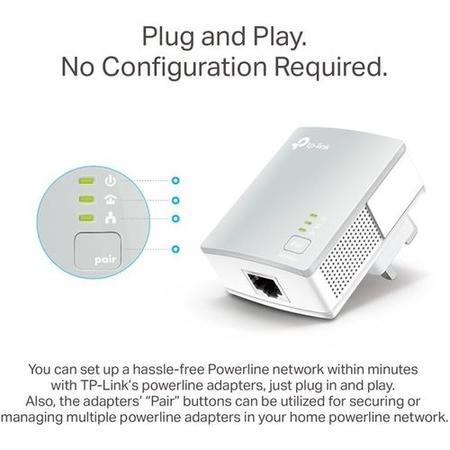 Refurbished TP-Link AV600 600Mbps 1 Port Powerline Adapter - 2 Pack