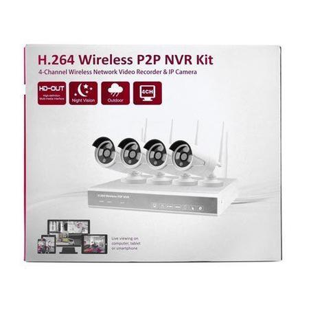 electriQ 4 Channel HD 1080p Network Video Recorder with 4 x 720p Bullet Wi-Fi Cameras - Hard Drive required