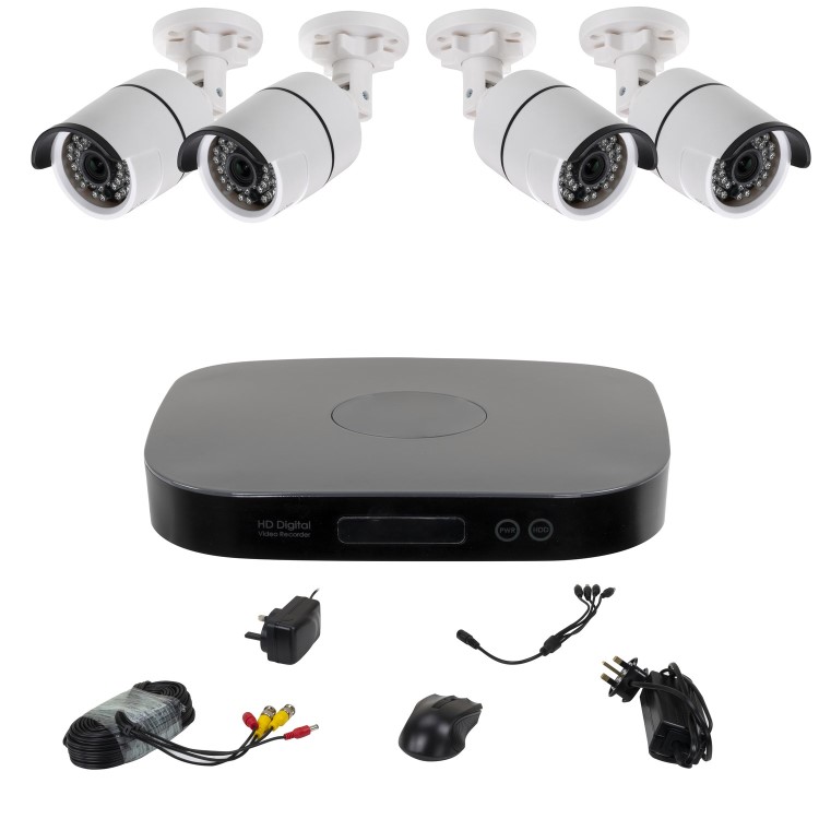 electriQ 4 Camera 1080p HD DVR CCTV System No HDD