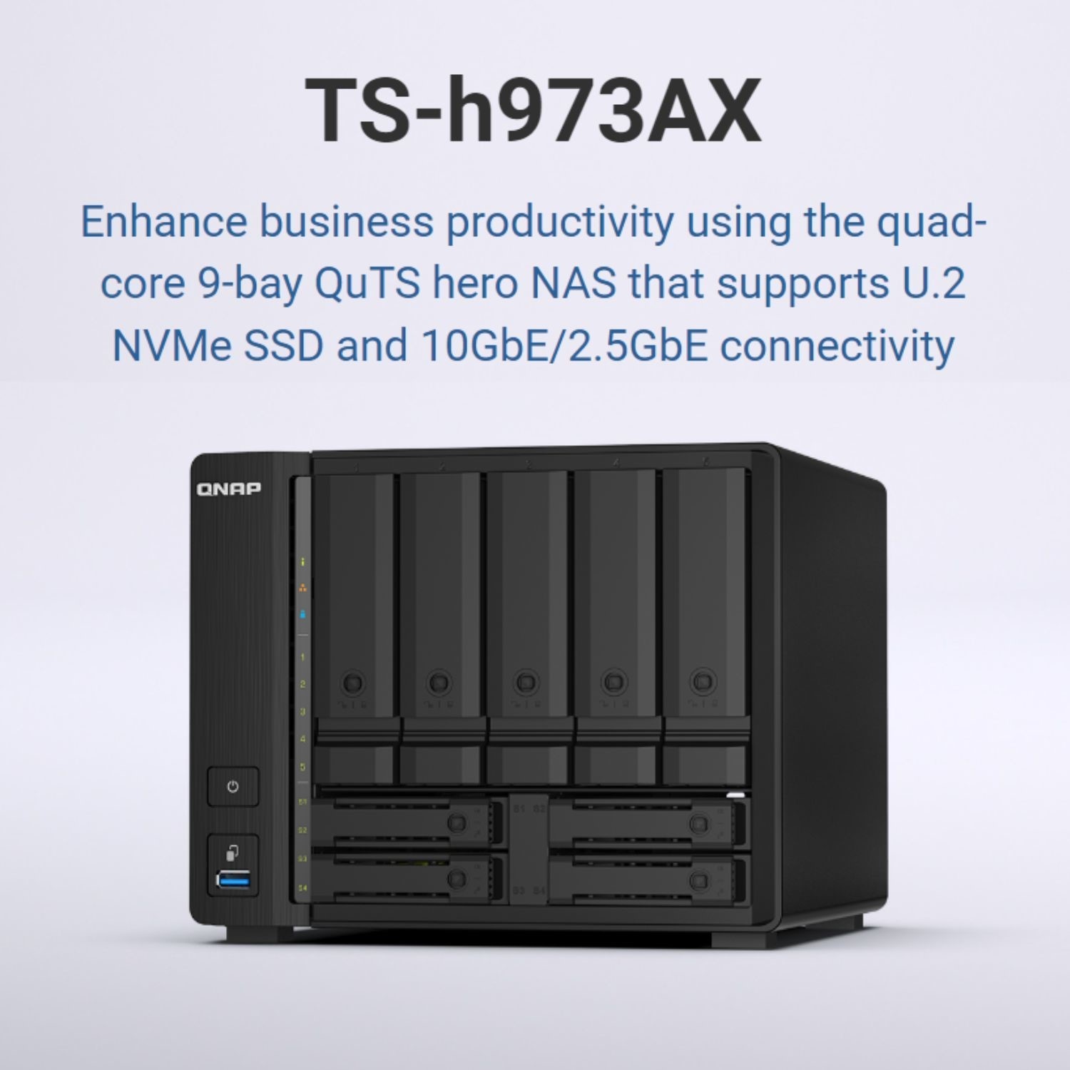Tosh Rasm QNAP TS-h973AX 8GB RAM with 30TB Installed Storage 9 Bay SATA Desktop ...