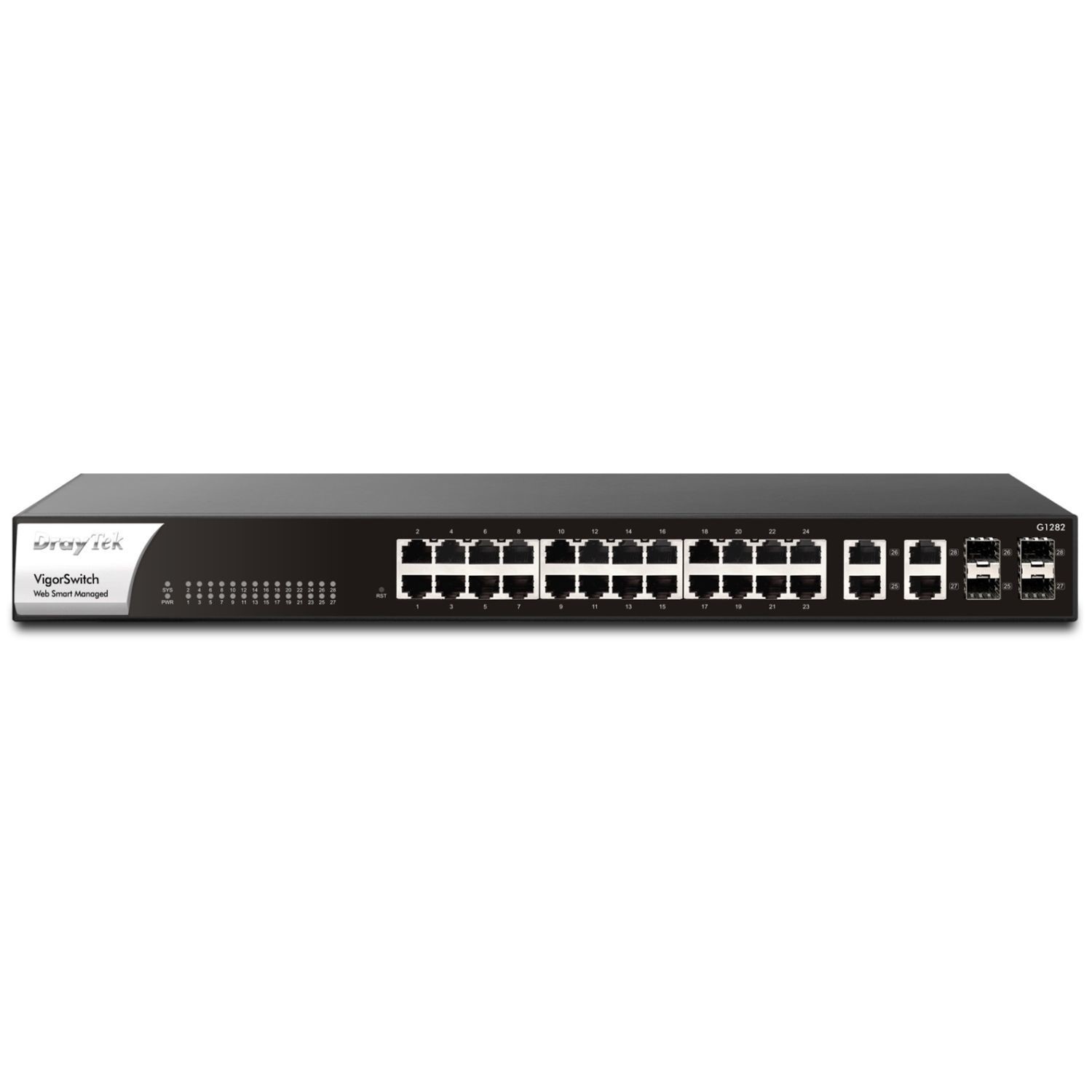 Draytek Black Vigorswitch G1282 24-Port Rack-Mountable Managed Switch