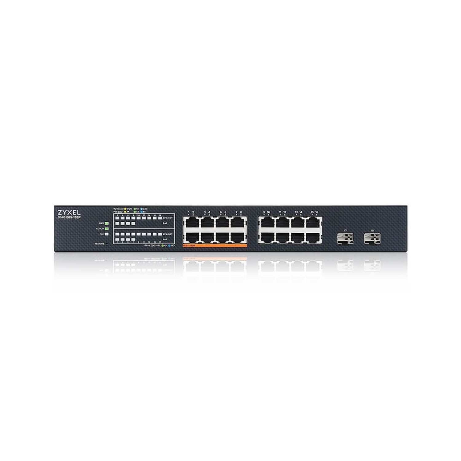 Zyxel Xmg1915-18E Series 16-Port Gigabit Ethernet Poe L2 Rack-Mountable Managed Switch