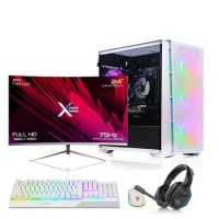 AWD IT Mesh White RTX 3050 Windows 11 Gaming PC + 24" Full HD White Curved Gaming Monitor AWD IT Mesh White RTX 3050 Windows 11 Gaming PC + 24" Full HD White Curved Gaming Monitor