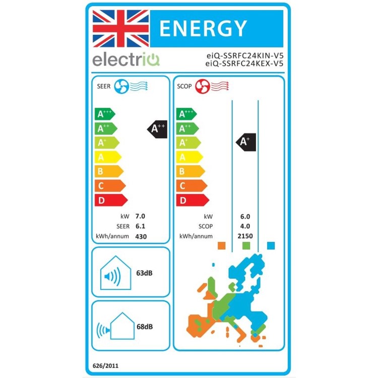 electriQ Super Slim 24000 BTU Ceiling Cassette Air Conditioner with Heating Function