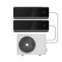 electriQ iQool Multi-Split 2 x 12000 BTU Smart Wall Mounted Air Conditioner with Heat Pump - Pipe Kits Included - Black