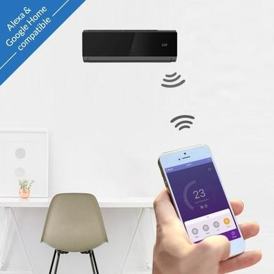 electriQ iQool Multi-Split 2 x 12000 BTU Smart Wall Mounted Air Conditioner with Heat Pump - Pipe Kits Included - Black