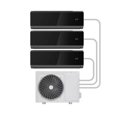 electriQ Iqool Multi-Split 3 x 9000 BTU Smart Wall Mounted Heat Pump Air Conditioner Bundle - Three Indoor Units Single Outdoor Unit and Pipe Kits Included - Black