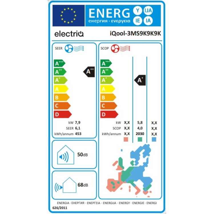 electriQ iQool Multi-Split 3 x 9000 BTU Smart Wall Mounted Air Conditioner with Heat Pump - Pipe Kits Included