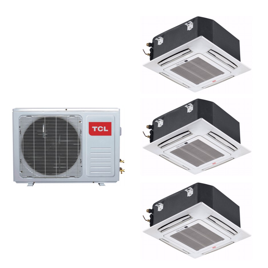3 Way Ceiling Cassette System 27000 Btu 8kw A A Smartapp Wifi With Three 9000 Btu Indoor Units To A Single Outdoor Unit 5 Years Warranty